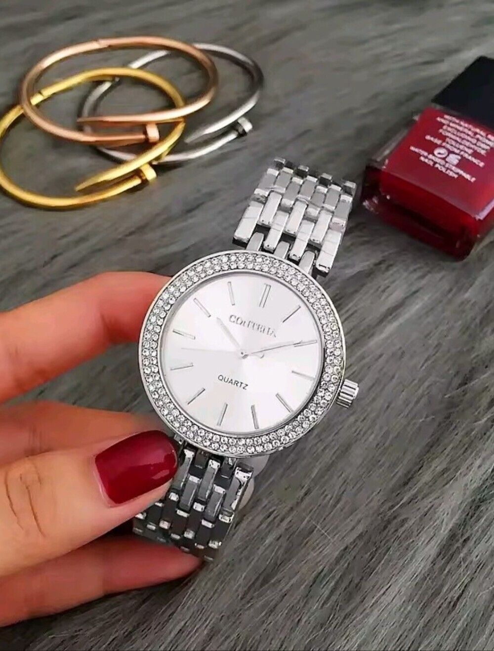Silver Crystal-Trim Round Dial Watch - Picture 2 of 5